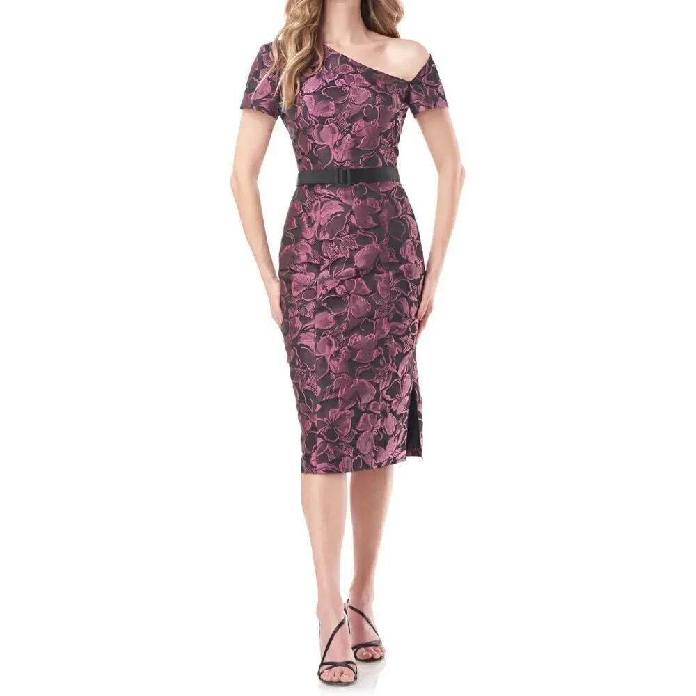KAY UNGER Alana Floral One Shoulder Midi Dress NWOT Size 6